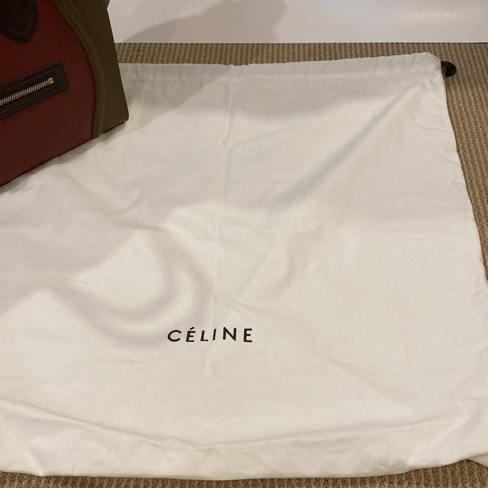 CELINE LARGE LUGGAGE TOTE NWOT BURGUNDY BROWN AND OLIVE GREEN - Picture 16 of 17
